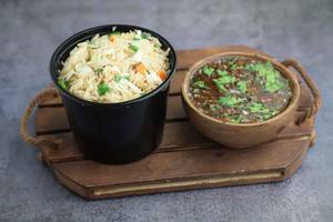 Veg Manchow Soup + Veg Fried Rice Or Veg Fried Noodles