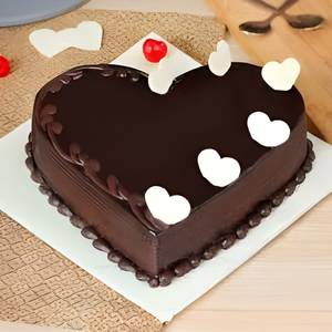 Eggless Heart Shaped Chocolate Truffle Cake