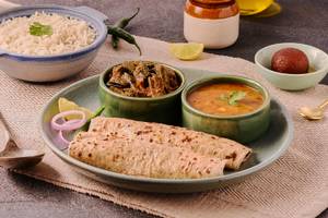 Homely Bhindi Masala Thali with Sweet  (serve 1)