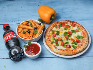 Simply Veg 9" Regular Pizza + Italian Pasta ( Red/White) + Cold Drink (500 Ml)