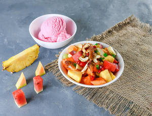 Fruit Salad With Strawberry Ice Cream
