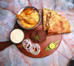 2 Pcs Chicken Galawat Kabab + 2 Pcs Paratha + Half Chicken Biryani