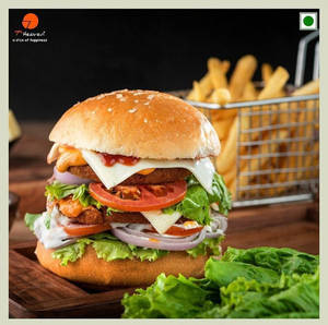 Potato Cheese Blast Burger With French Fries