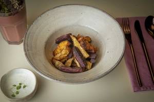 Orange & Purple Sweet Potato Chips Tzatziki