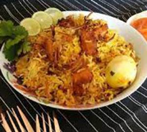 Egg Biryani With Chicken 65 