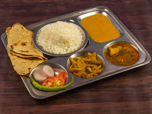 Plain Paratha Rice Thali