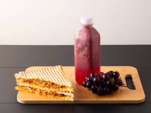 Cheesy Chicken Sandwich + Grape Juice