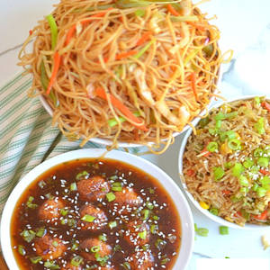 Asian Combo (Veg Fried Rice, Veg Hakka Noodles and Veg Manchurian)