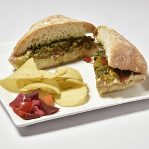 Roast Vegetable With Hummus Sandwich