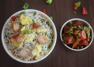 Chicken Fried Rice With Chicken Manchurian
