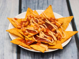 Cheesy Nachos with Baked Beans