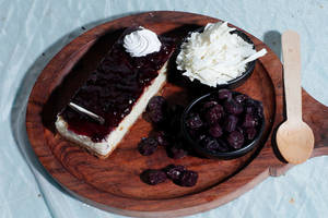 Blueberry Cold Cheesecake Slice