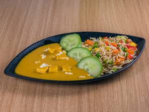 Veggies Brown Rice With Oil Free Indian Gravy And Low Fat Paneer