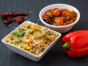 Chicken Fried Rice With Chicken Manchurian