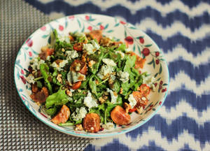 Grilled Fig Salad with Caramelized Walnuts & Onions