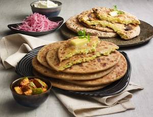 Mix Veg Paratha With Raita, Pickle & Papad