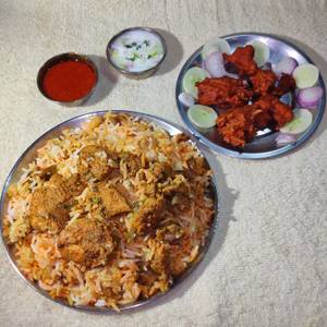 Chicken Biryani with Crispy Chicken Kentucky