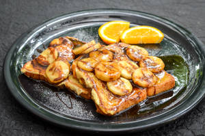 French Toast with Caramelized Banana & Dark Chocolate