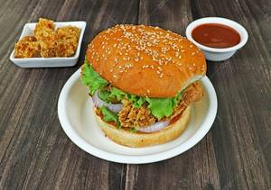 Classic Chicken Zinger Burger+ Chicken Popcorn (small)