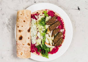 Beetroot Hummus And Falafel Wrap