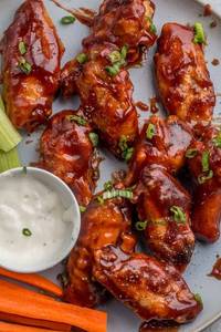 Fried Chicken Wings In Barbeque Sauce