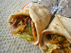Egg Achari Chicken Roll
