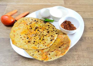 Paneer Paratha (2 Pcs) With Curd & Pickle