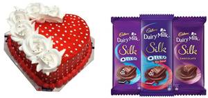 Special Anniversary Cake (1.5 Lbs) + Dairy Milk Silk (60G)+ 1 Red Rose