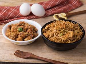 Egg Schezwan Noodles & Boneless Kozhi Muttai Varuval