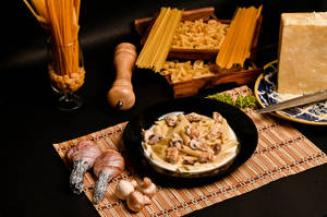 Pollo Funghi Alfredo Chicken White Cheese Mushroom Pasta