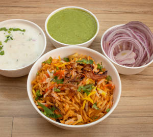 Veg Biryani With Raita   