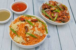Egg Schezwan Rice With Chilli Beef