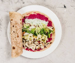 Beetroot Hummus And Grilled Cottage Cheese Wrap