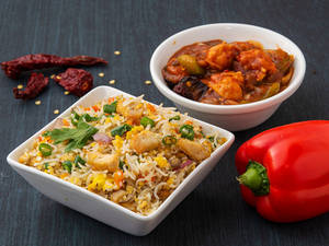 Chicken Fried Rice With Chilli Chicken