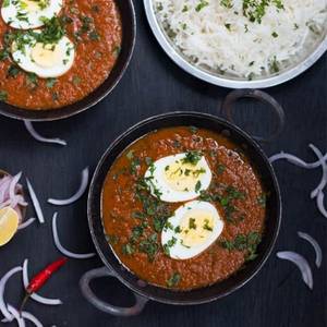 Dhaba Type Egg Curry And Rice