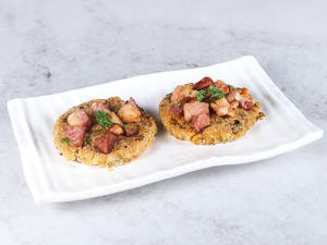 Spicy Bacon & Potato Cutlets (2pcs) With Mint Chutney & Imli Chutney