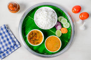 Steamed Rice Sambar & Rasam