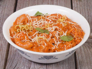 Macaroni Maggi Combination in Red Sauce