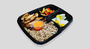 Grilled Chicken + Boiled Eggs + Brown Rice + Veggies 