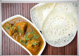 3 Appam With Chicken Curry 