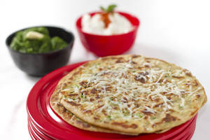 2 Aloo Pyaaz Paratha (Large ) With Curd