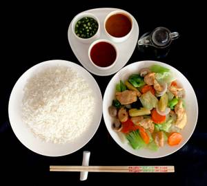 Chicken Mushroom Steamed  Rice