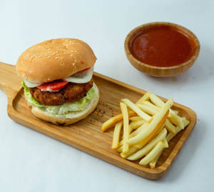 Aloo Tikki Burger + French Fry