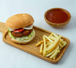 Aloo Tikki Burger + French Fry