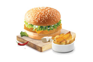 Spicy Paneer Burger Combo ( Burger + Fries + Drink )