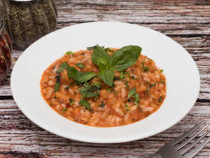 Tomato Basil Risotto in Red Sauce Spicy