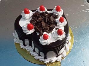Eggless Black Forest Heart Shape Cake                                                     