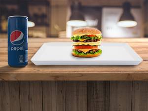 Double Decker Chicken Burger with Egg + Pepsi 250 ml Can