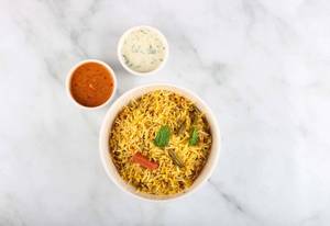Veg Biryani Served with Raita