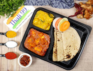 Paneer Butter Masala Kadhi Roti Thali